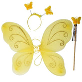 Couronne et bâton d'ailes de papillon jaune Nessiworld 50x37 cm